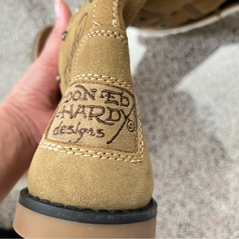 2008 Original Ed hardy tall tan suede boots with swarovski crystals - Picture 10 of 10